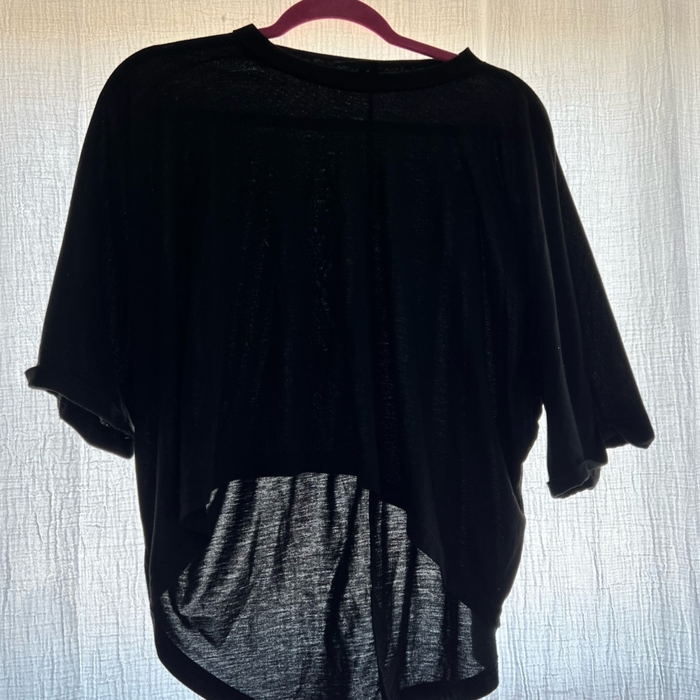 SHEIN Black Women's Short Sleeve High-Low Tee